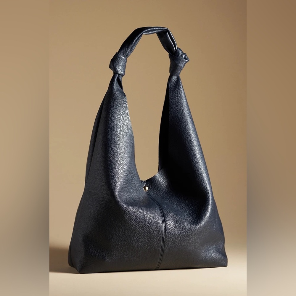 Anthropologie Black Knotted-Handle Leather Shoulder Bag